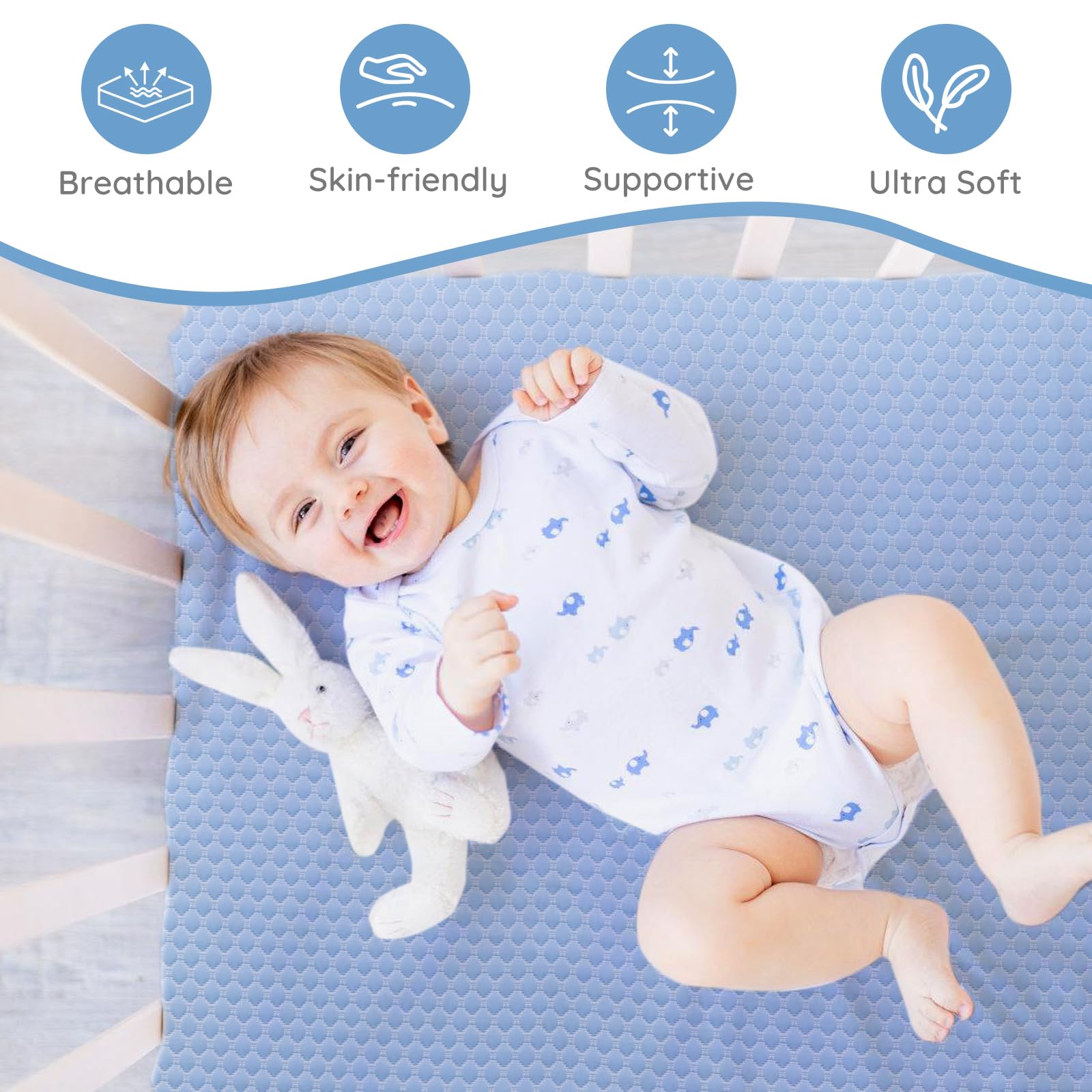 Dual Sided Memory Foam Crib Mattress with Washable Cover