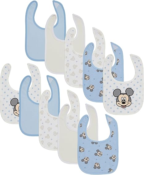 10-Pack Minnie Mouse Baby Bibs – Soft, Absorbent, and Adjustable Cotton