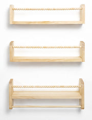 Nursery Floating Shelves for Wall, Set of 3 Book Shelves Natural