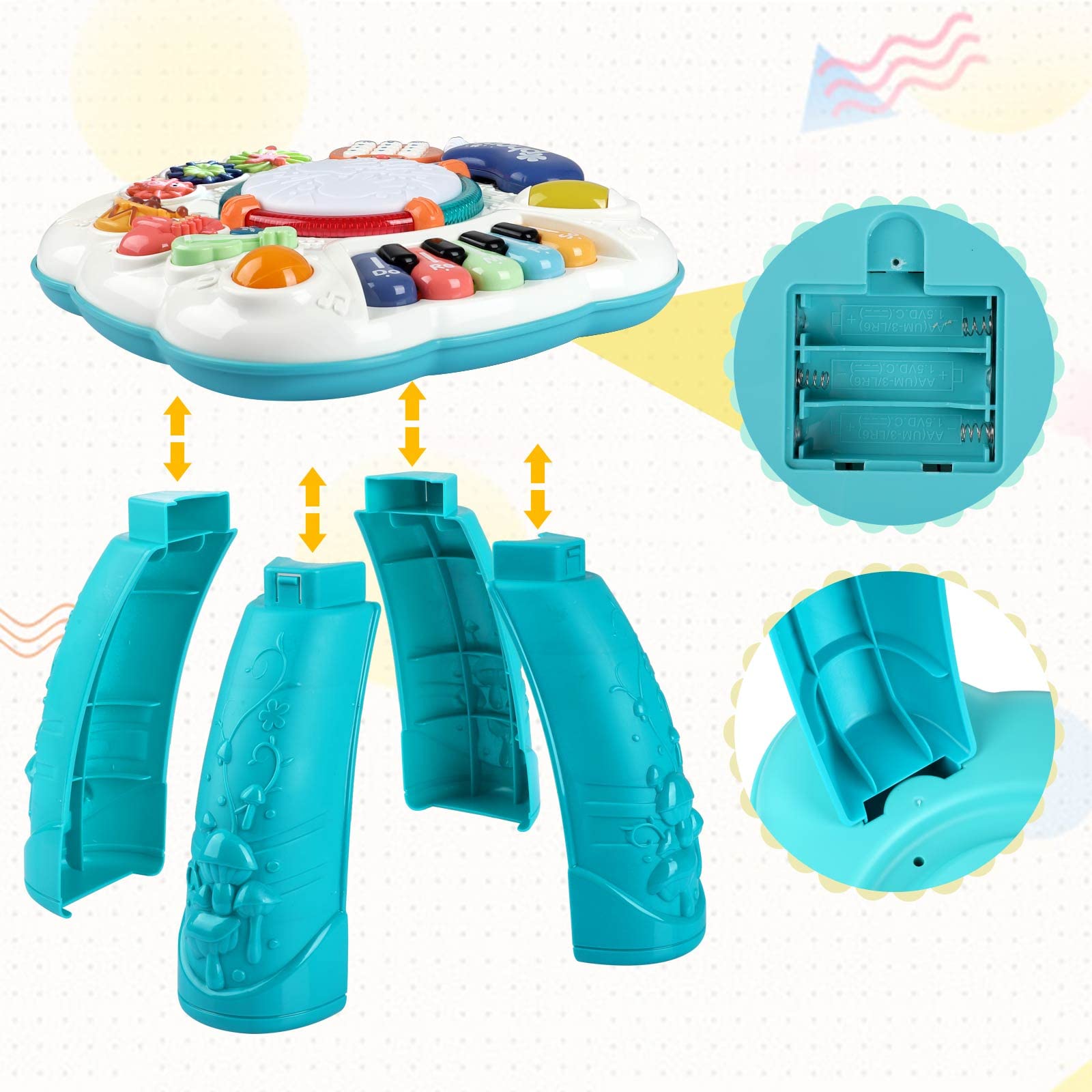 Baby & Toddler Toys, Baby Activity Center 6 to 12-18 Month Old, Learning Musical Table Toys for 1 2 3 Year Old Boys Girls Gifts