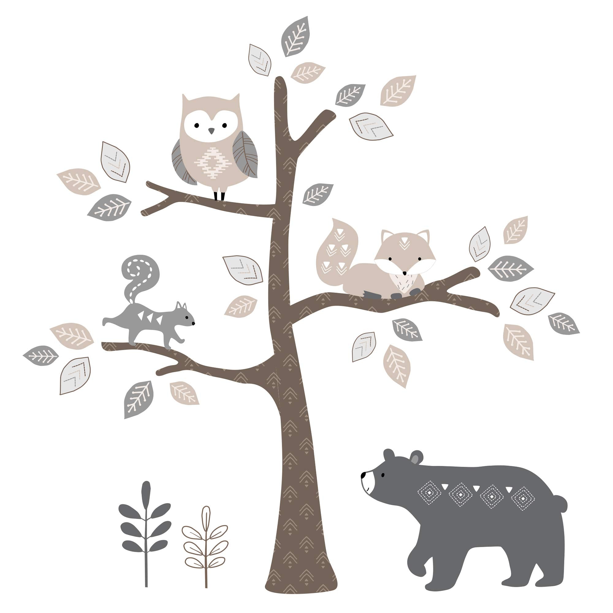 Woodland Forest Animal Nursery 5-Piece Baby Crib Bedding Set - Gray
