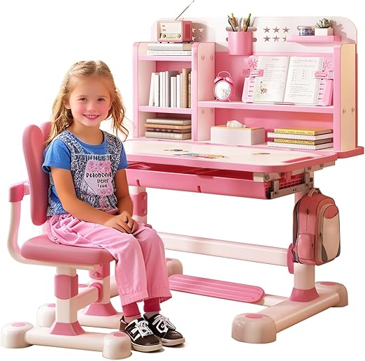 New Updated Kids Desk and Chair Set, Height Adjustable Astronaut