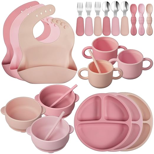 24 Pack Silicone Baby Feeding Set Baby Led Weaning Supplies Includes