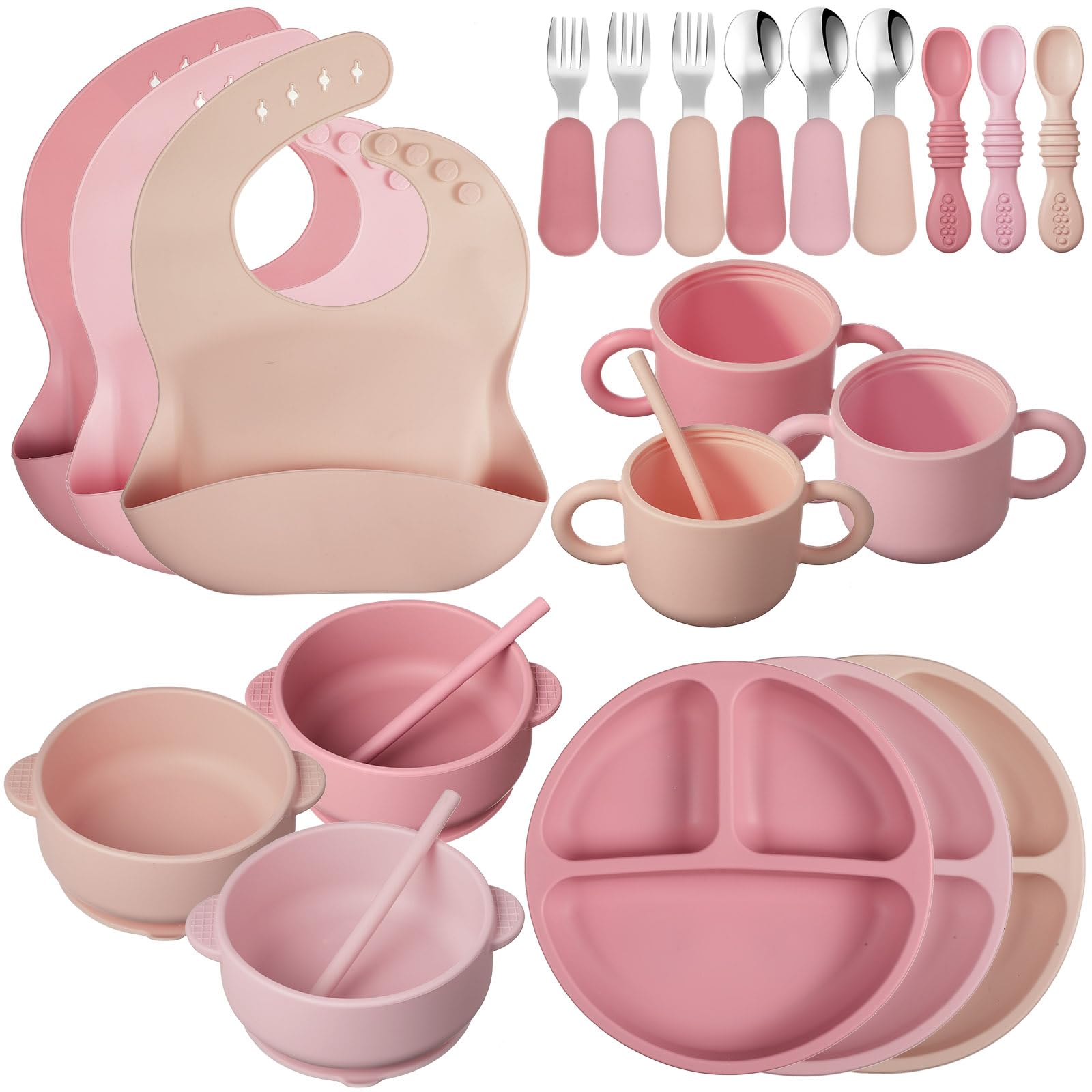 24 Pack Silicone Baby Feeding Set Baby Led Weaning Supplies Includes