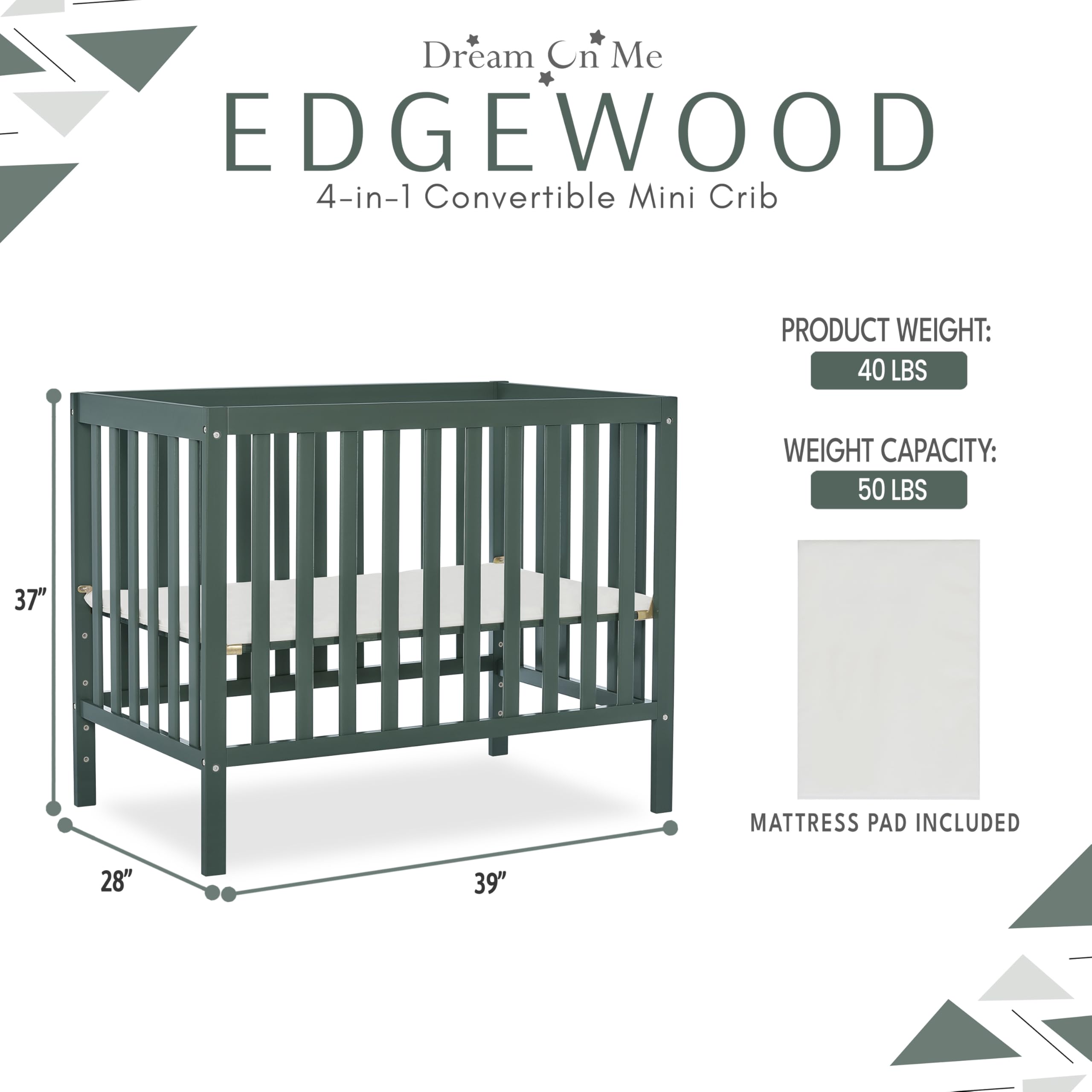 4-in-1 Convertible Mini Crib with Changing Table