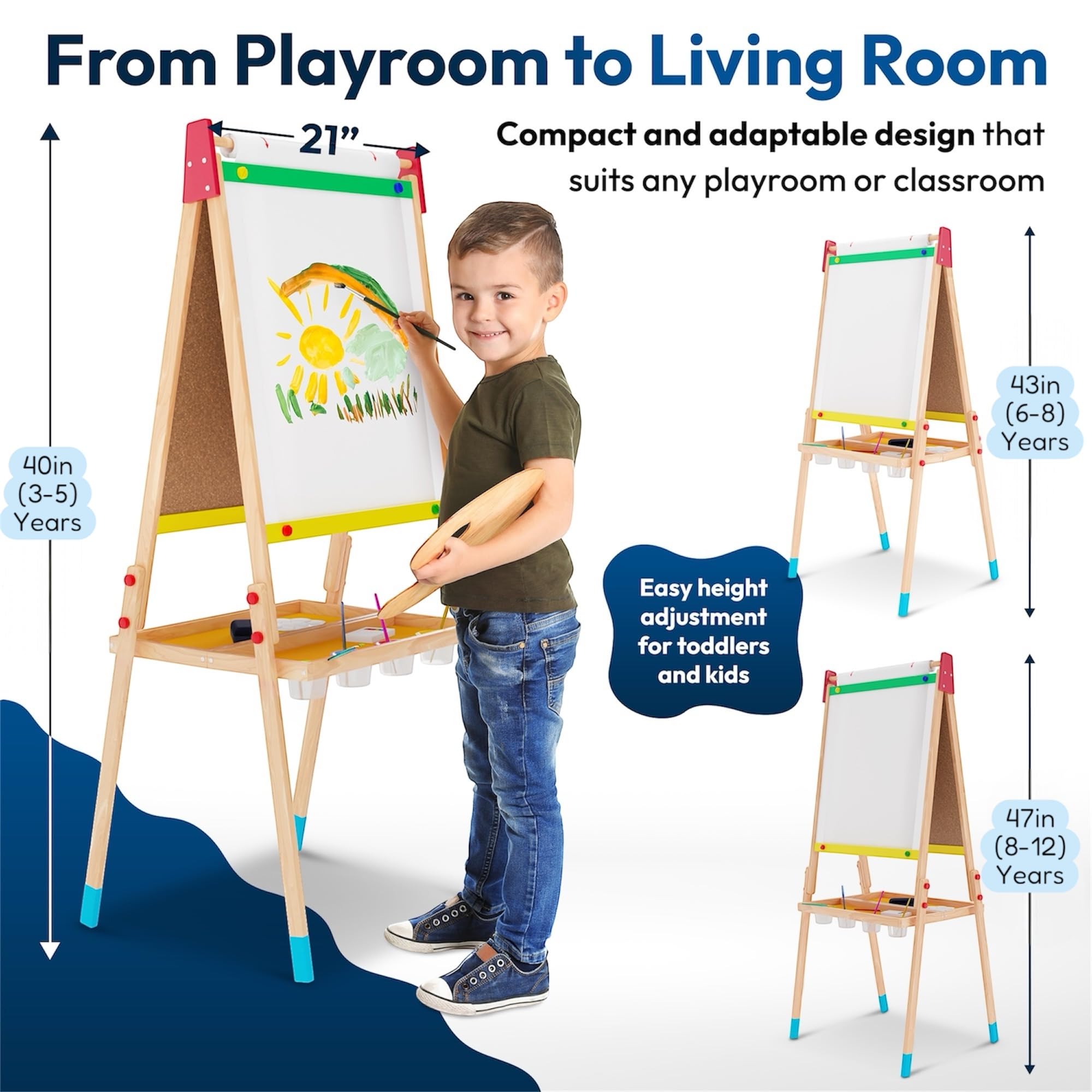 Double-Sided Wooden Art Easel for Kids