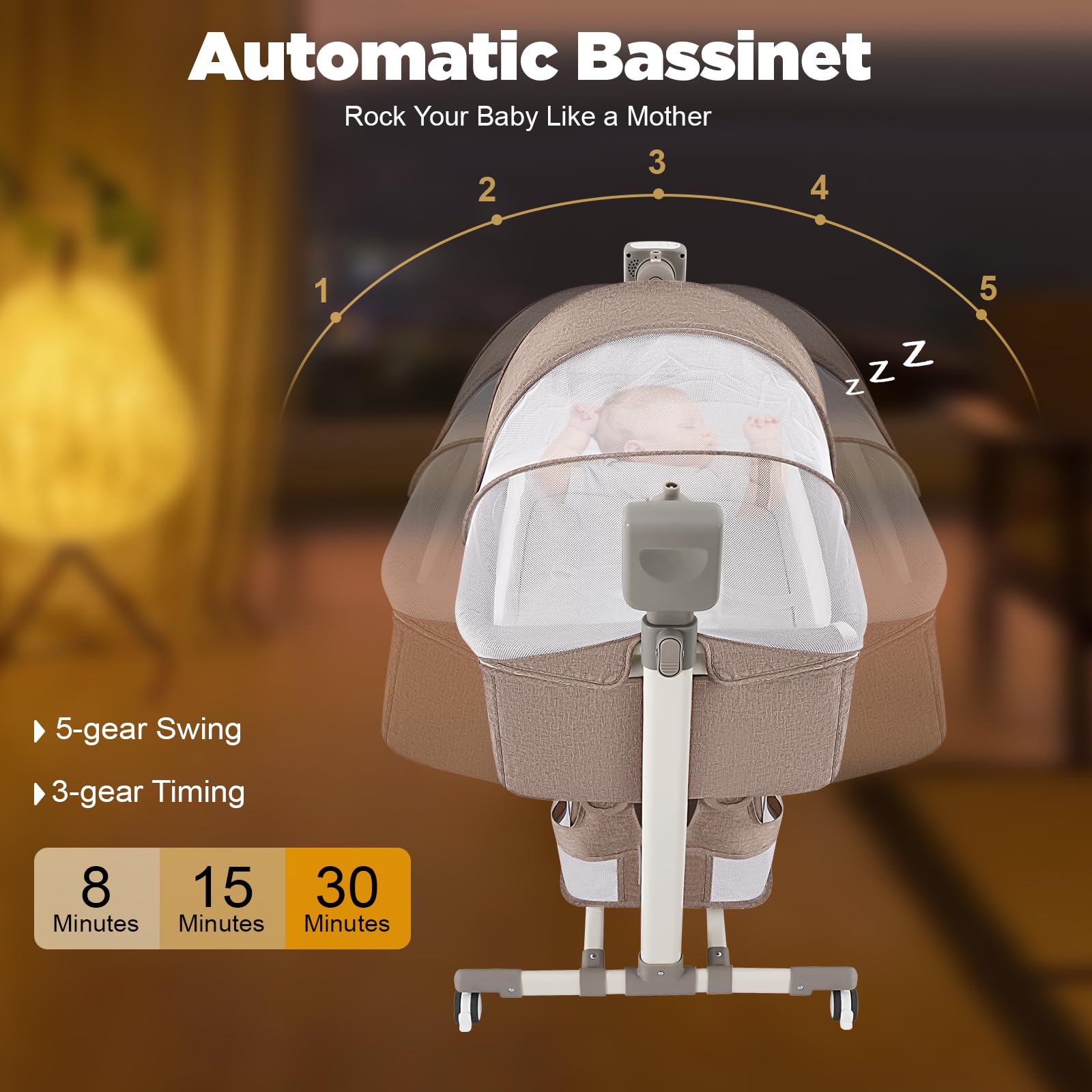 Smart Baby Bassinet Bedside Sleeper with Adjustable Height