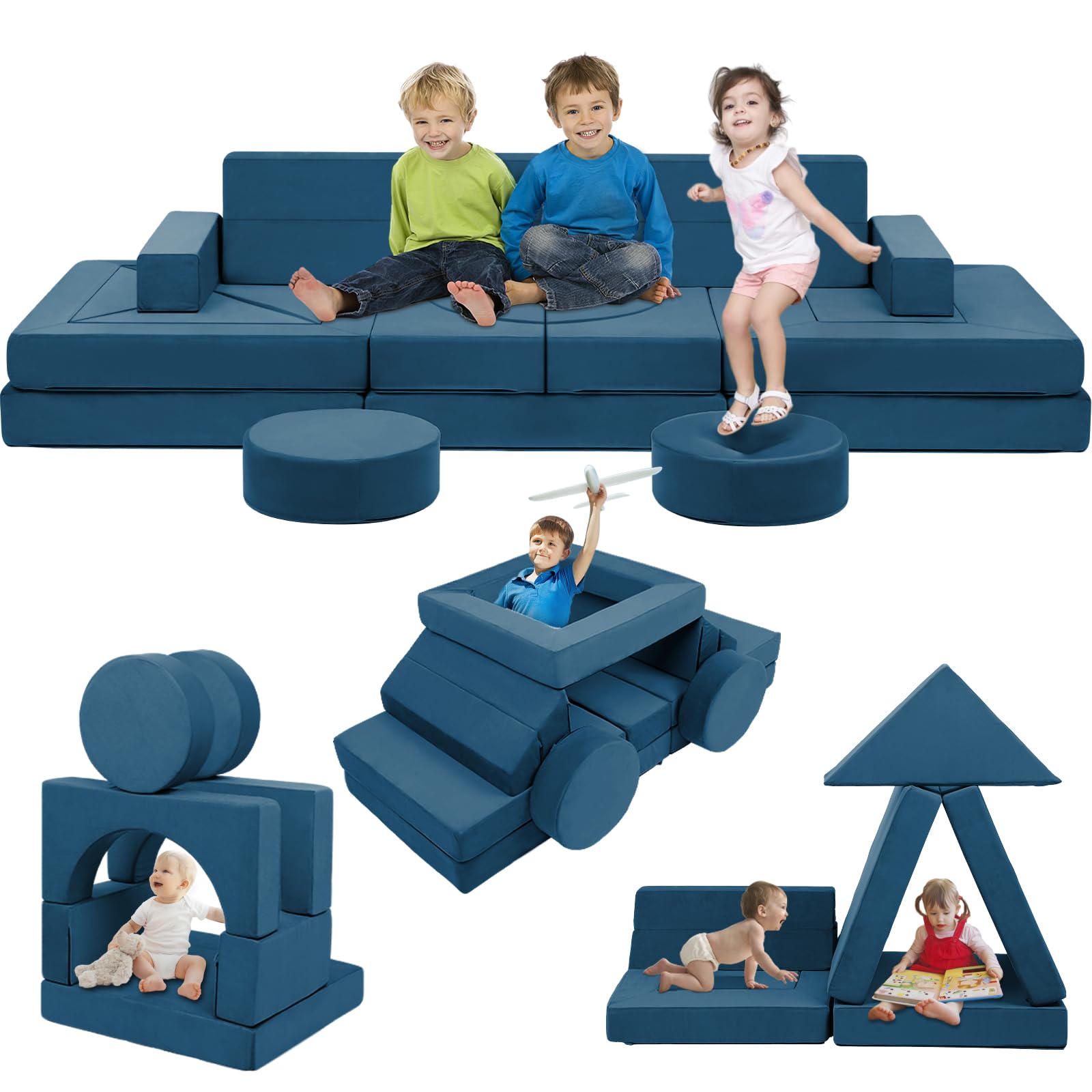 22Pcs Modular Kids Play Couch - Kids Couch for Playroom Bedroom