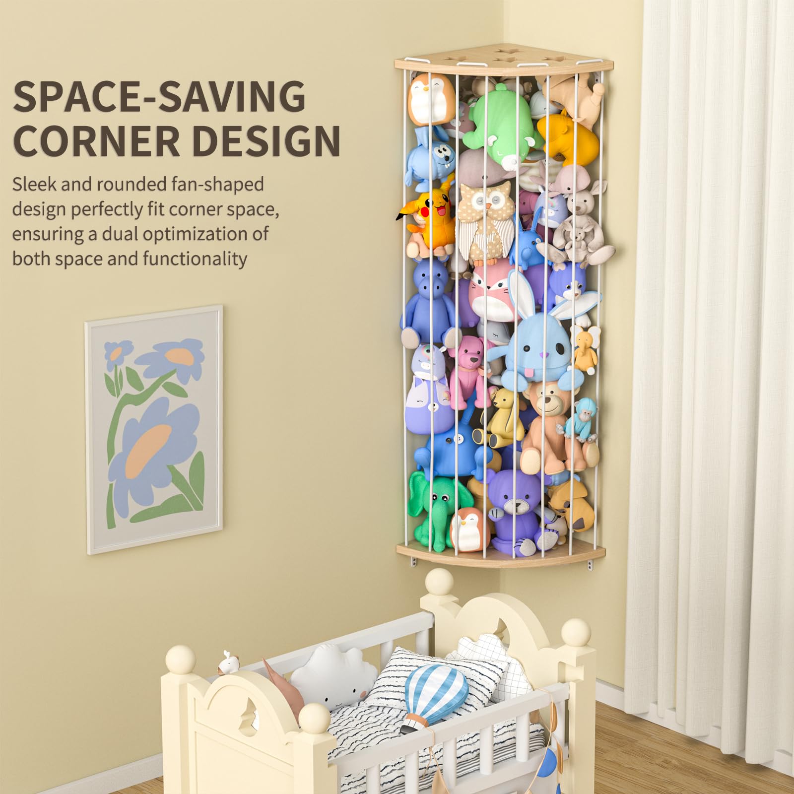 Corner Stuffed Animal Storage Organizer with Star Pattern