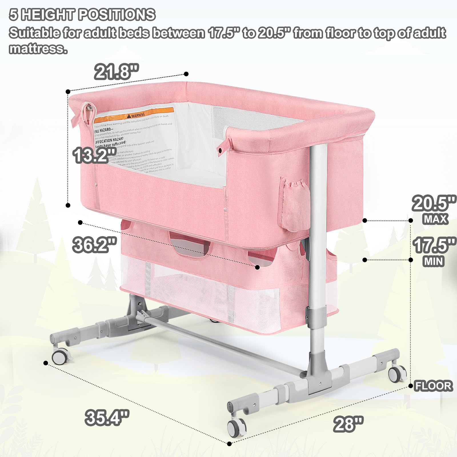 Baby Bassinet Bedside Sleeper with Diaper Changing Station