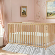 Cotton Lace Crib Bed Skirt with Scalloped Eyelet Ruffles