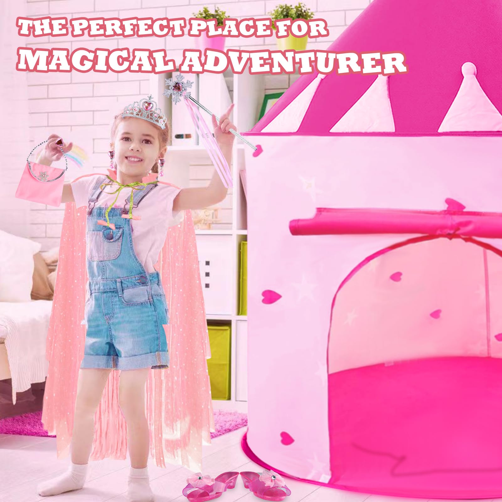 Princess Castle Play Tent with LED Stars
