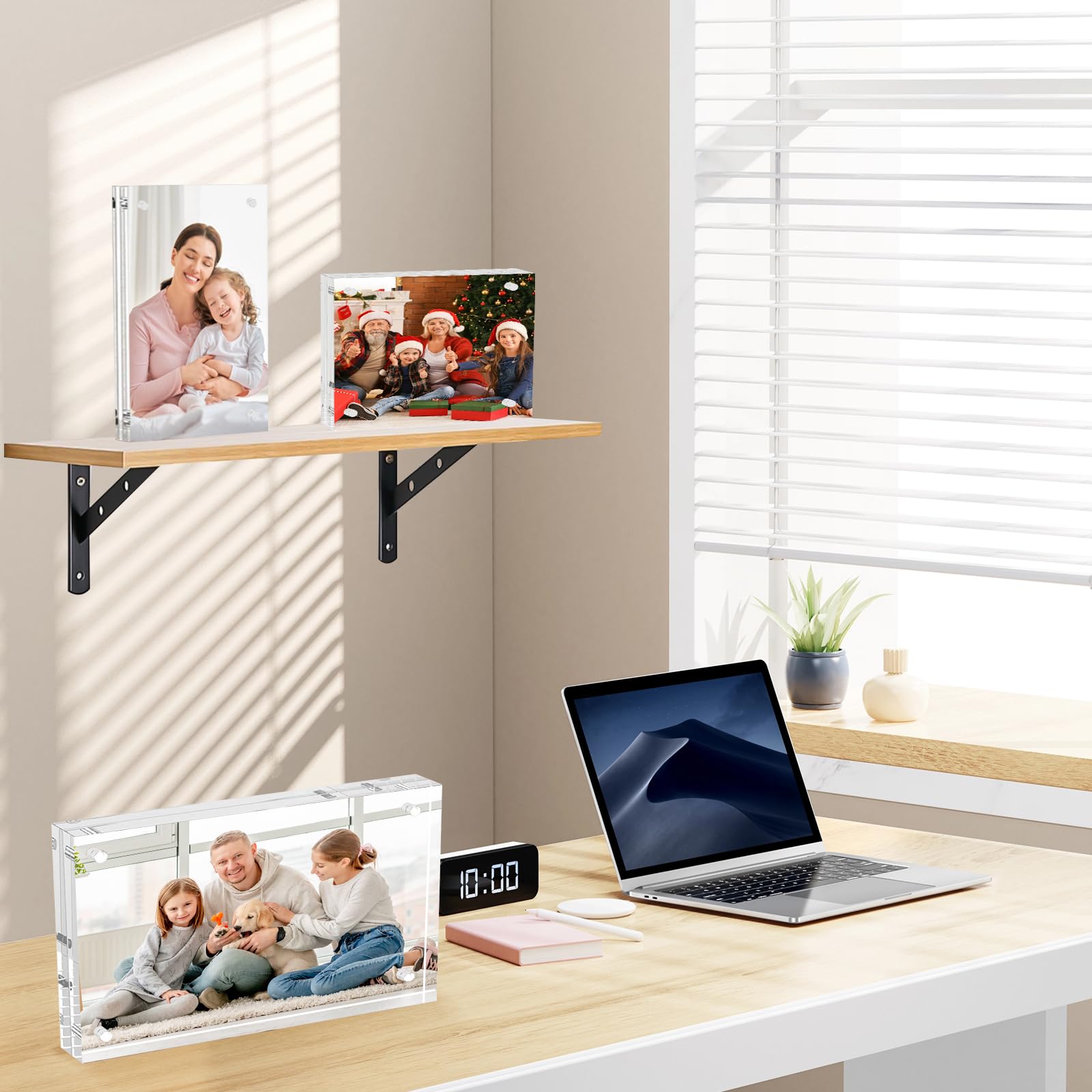 10 Pack 5x7 Acrylic Picture Frames, Clear Double Sided Magnetic Frameless Frames
