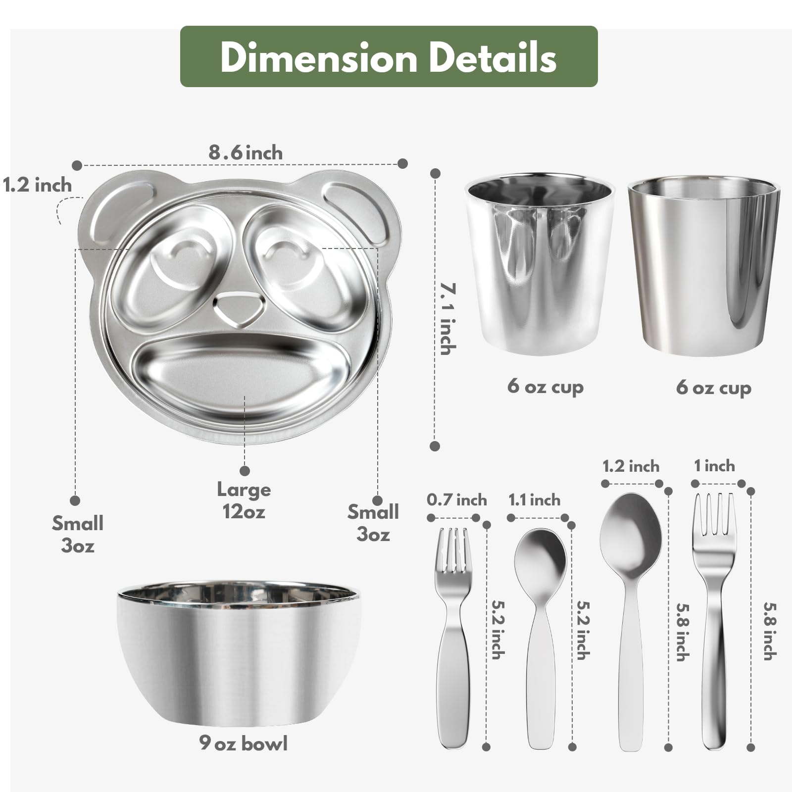 8-Piece Childproof Safety Cutlery Set - Premium 304 Stainless Steel