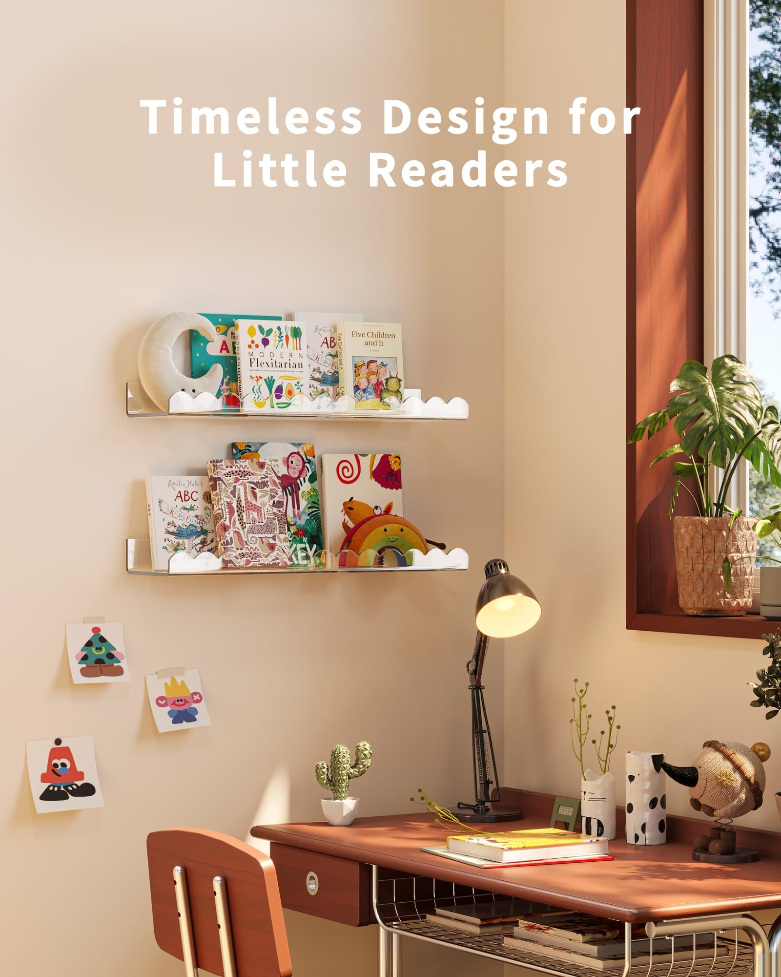 Clear Acrylic Floating Book Shelves for Kids Room