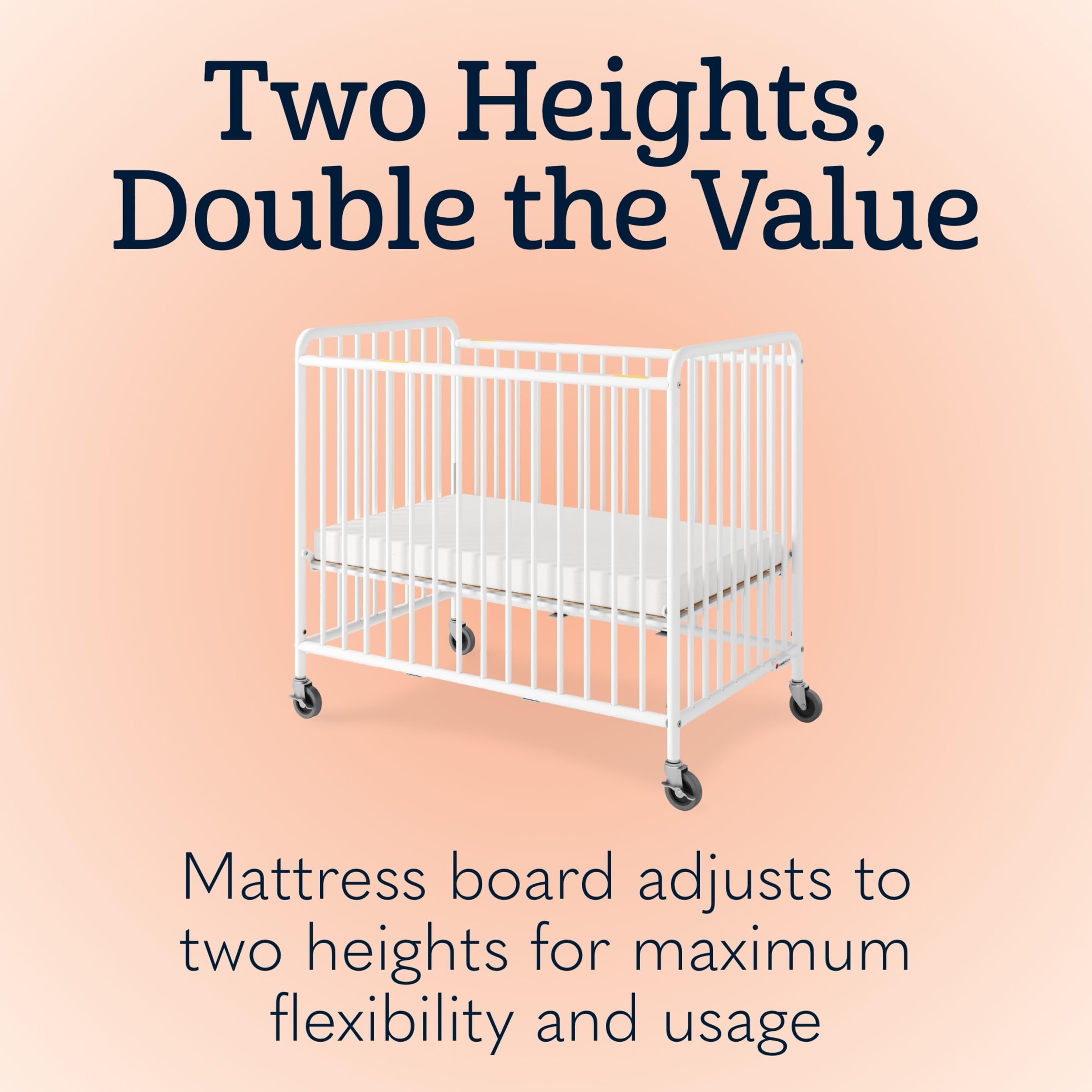 Compact Metal Daycare Crib with ClearView Panel