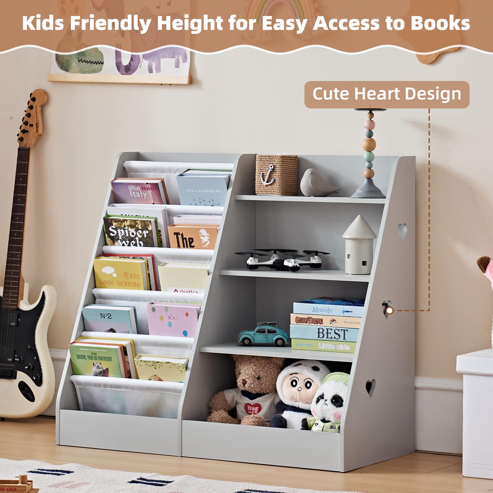 4 Tier Kids Bookshelf Storage Organizer