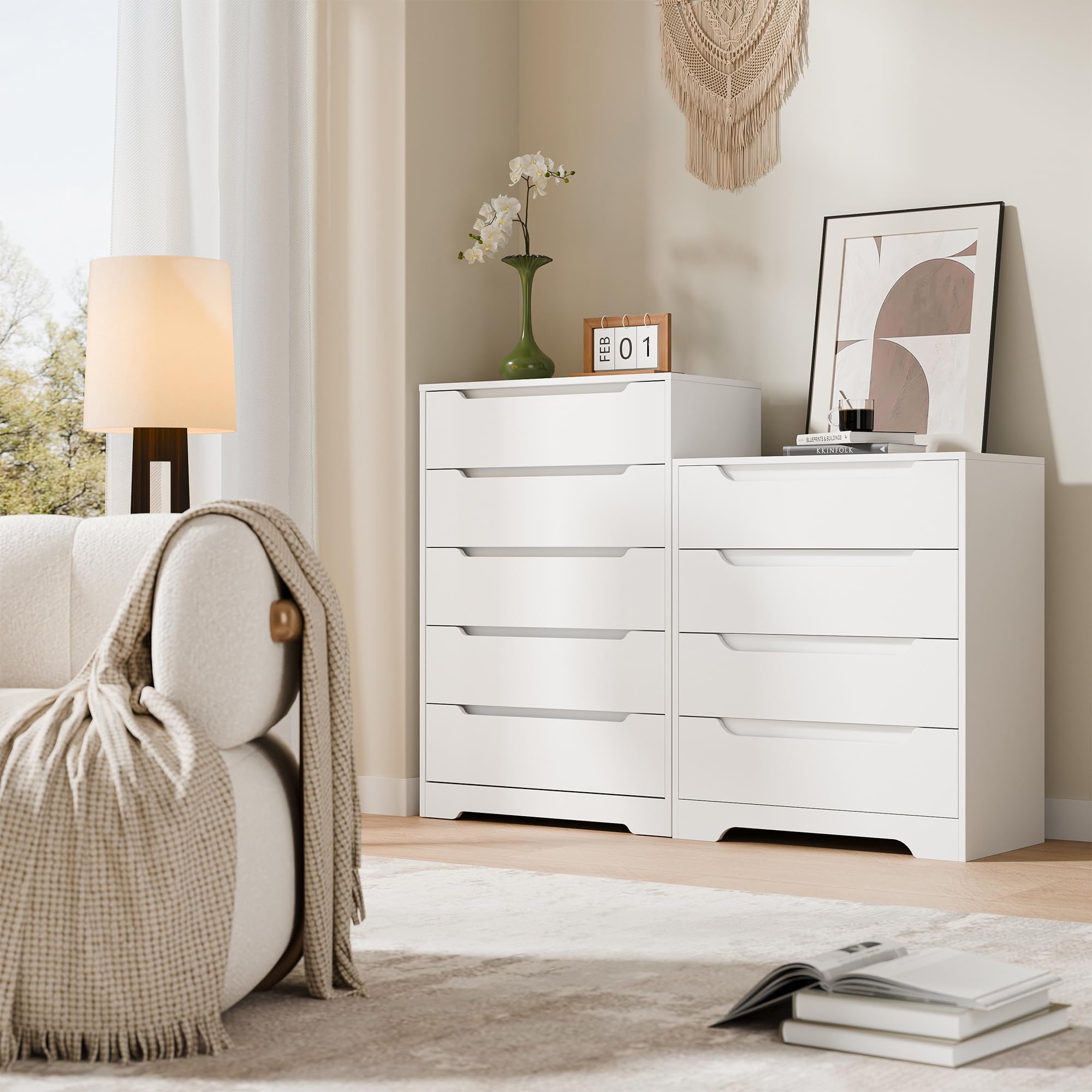 4-Drawer Modern Dresser Storage Organizer with Metal Rails