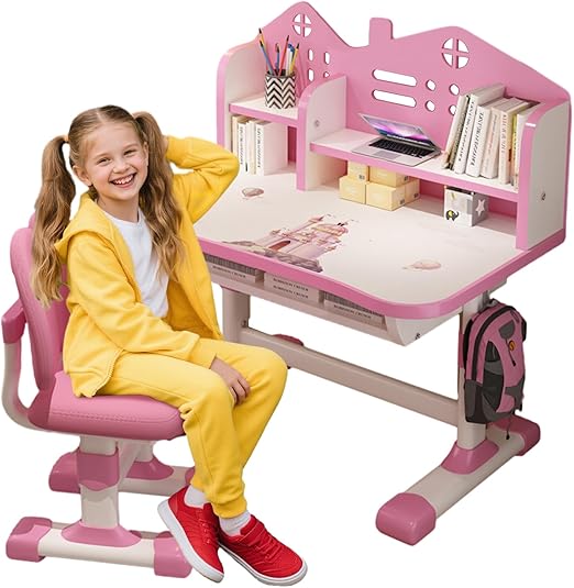 New Updated Kids Desk and Chair Set, Height Adjustable Astronaut