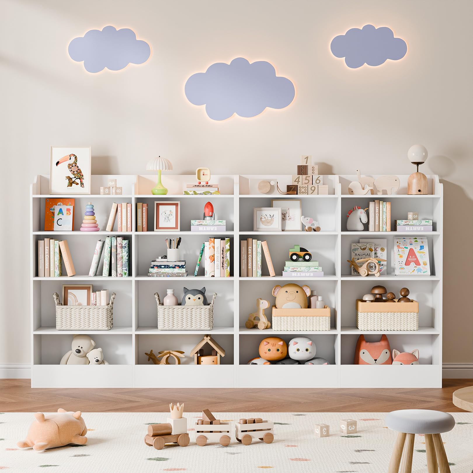 5-Tier Kids Bookshelf with 10 Cube Storage