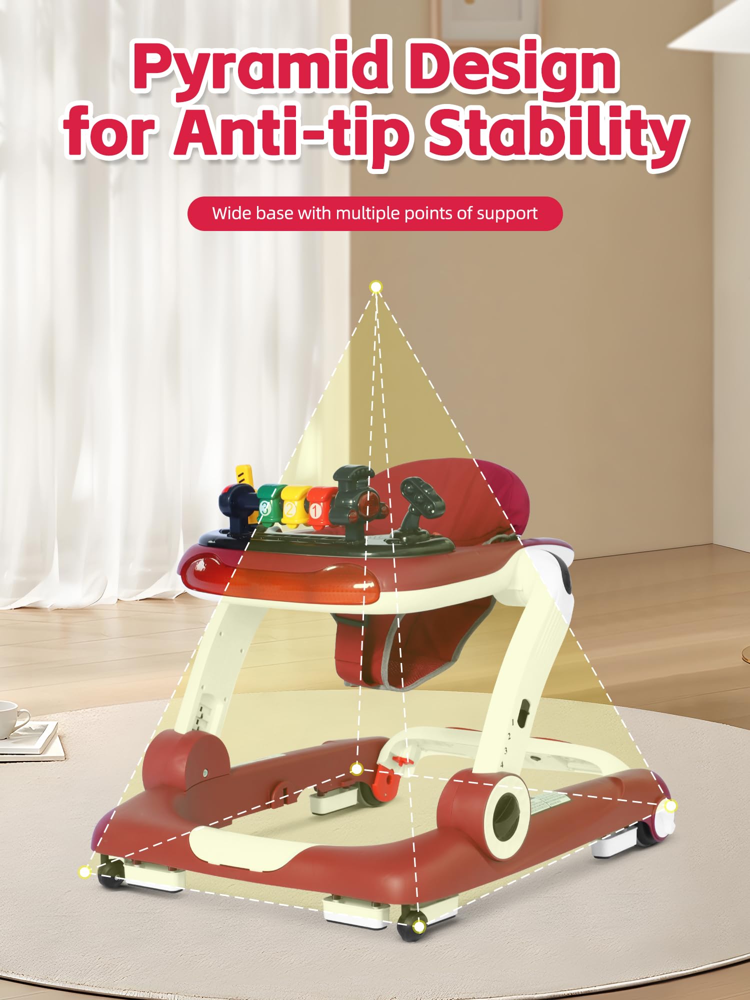 6-in-1 Baby Walker Activity Center with Music and Lights