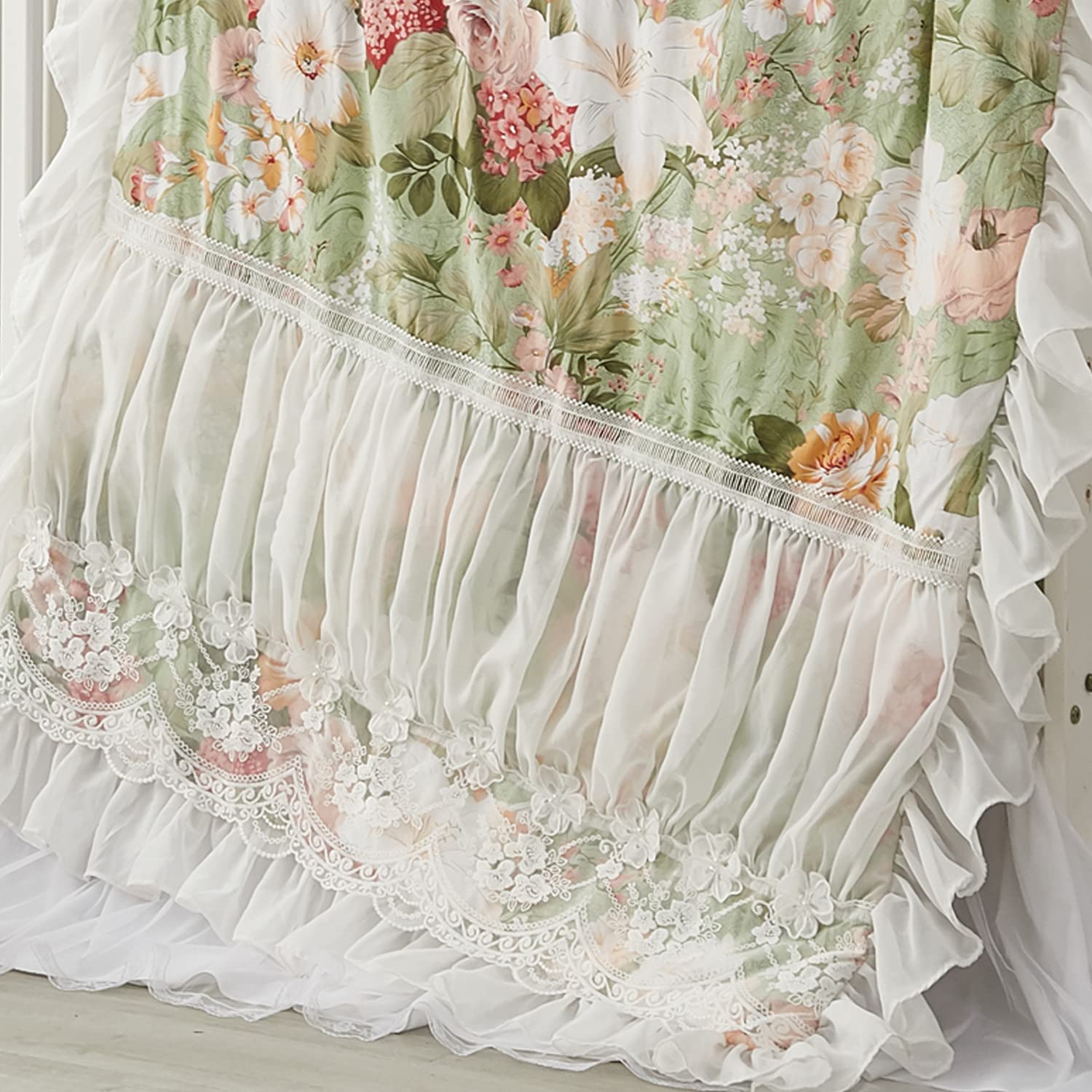 Crib Bedding Sets for Girls Garden Floral Nursery Set 3-Piece | Ruffled Baby Comforter