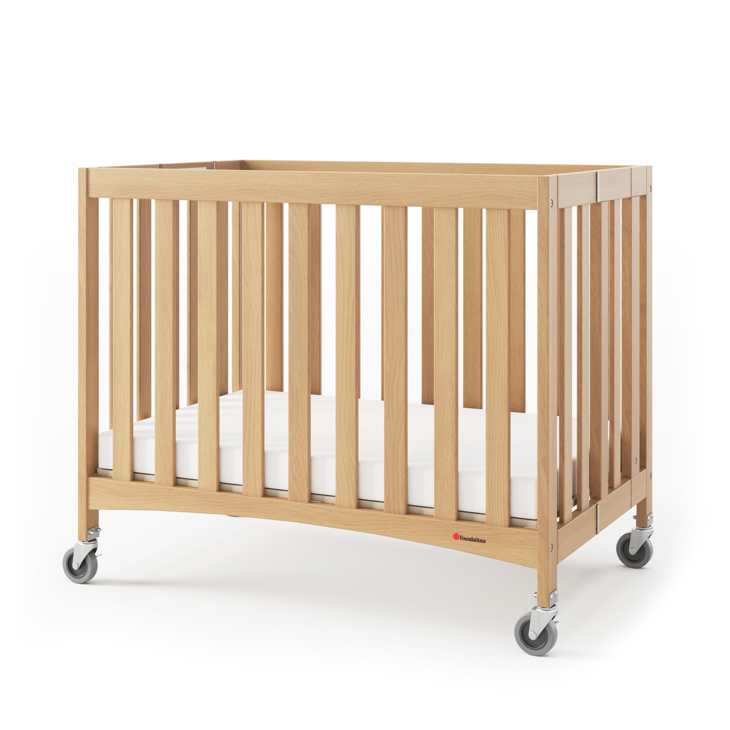 Compact Folding Crib with Foam Mattress and Casters