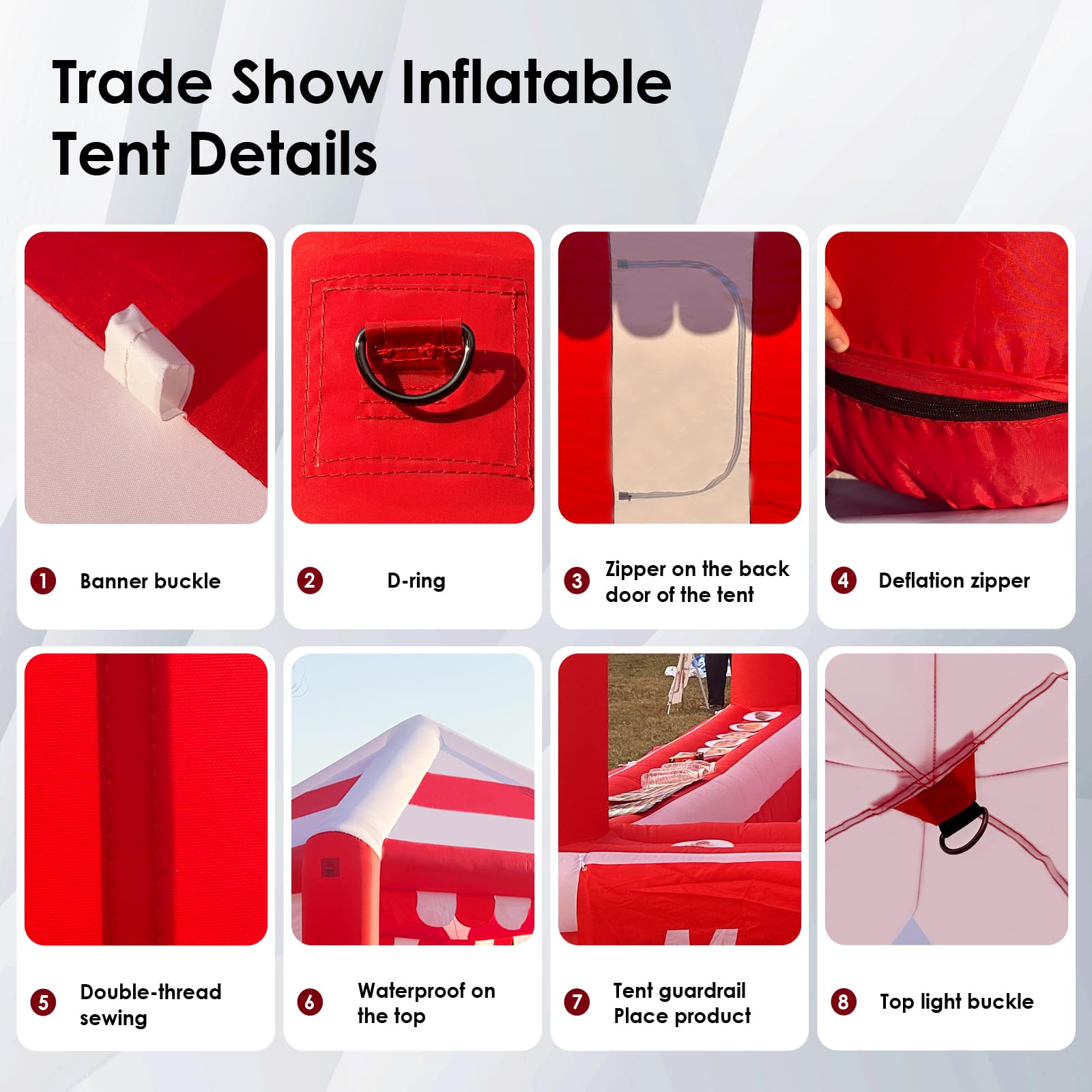 Inflatable Canopy Tent 13x13 with Air Blower - Red White Striped