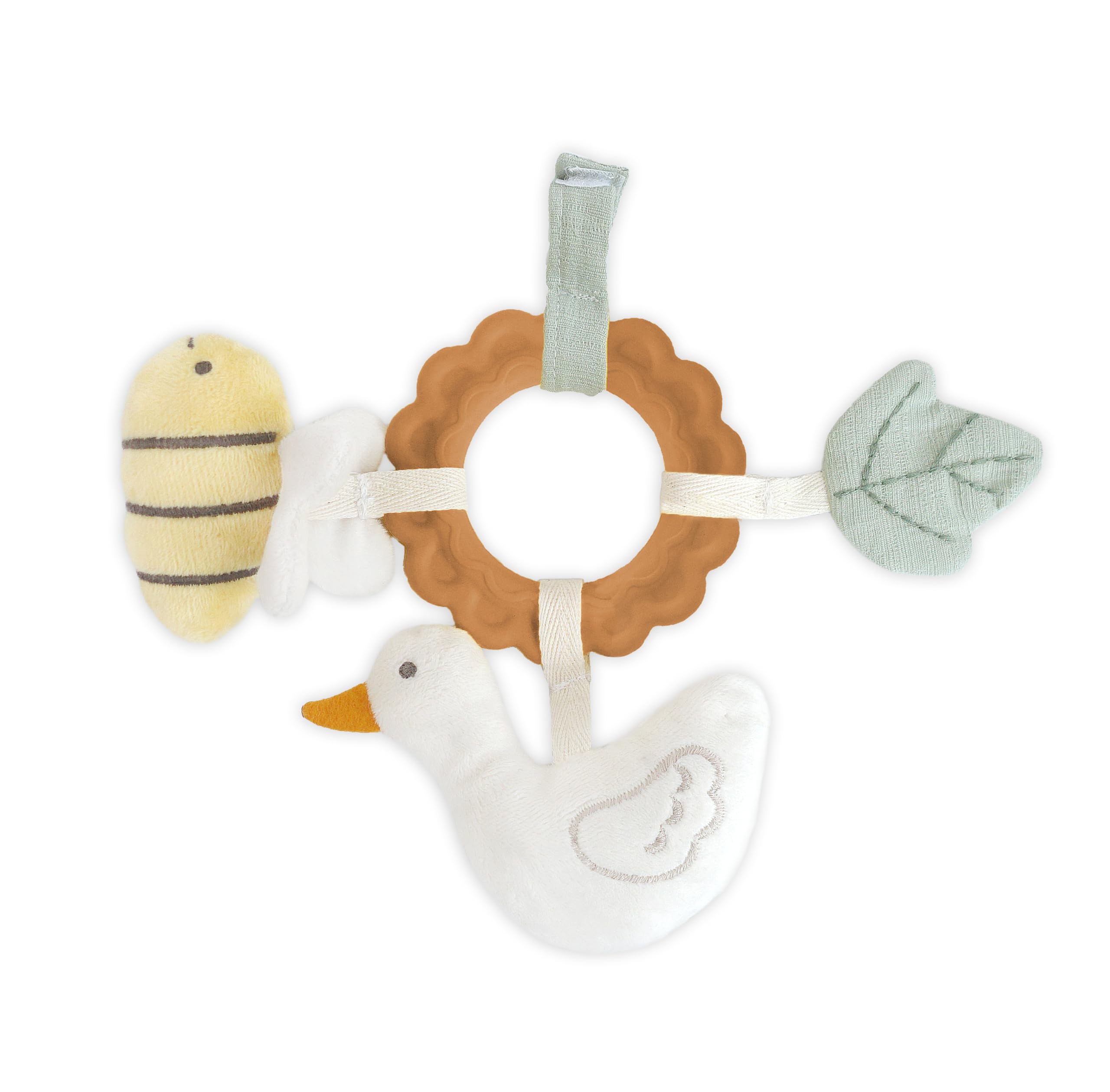 Goose and Friends Teether Ring – 8", Soft Silicone Teething Ring, Plush Toy for Infants, Baby