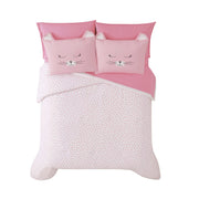 Cat Nap Pink and White Polyester 7-Piece Queen Bed in a Bag