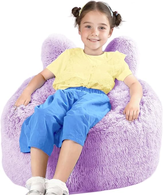 Bean Bag Chair for Teens & Kids with Plush Faux Fur Cover
