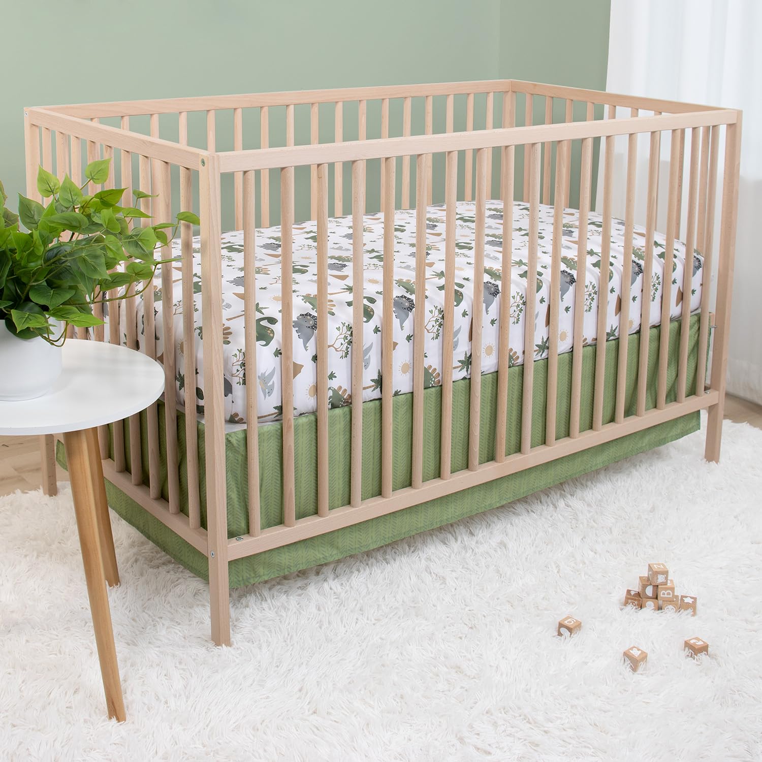 Dinosaur Crib Bedding Set - 3 Piece Nursery Bedding with Fitted Sheet