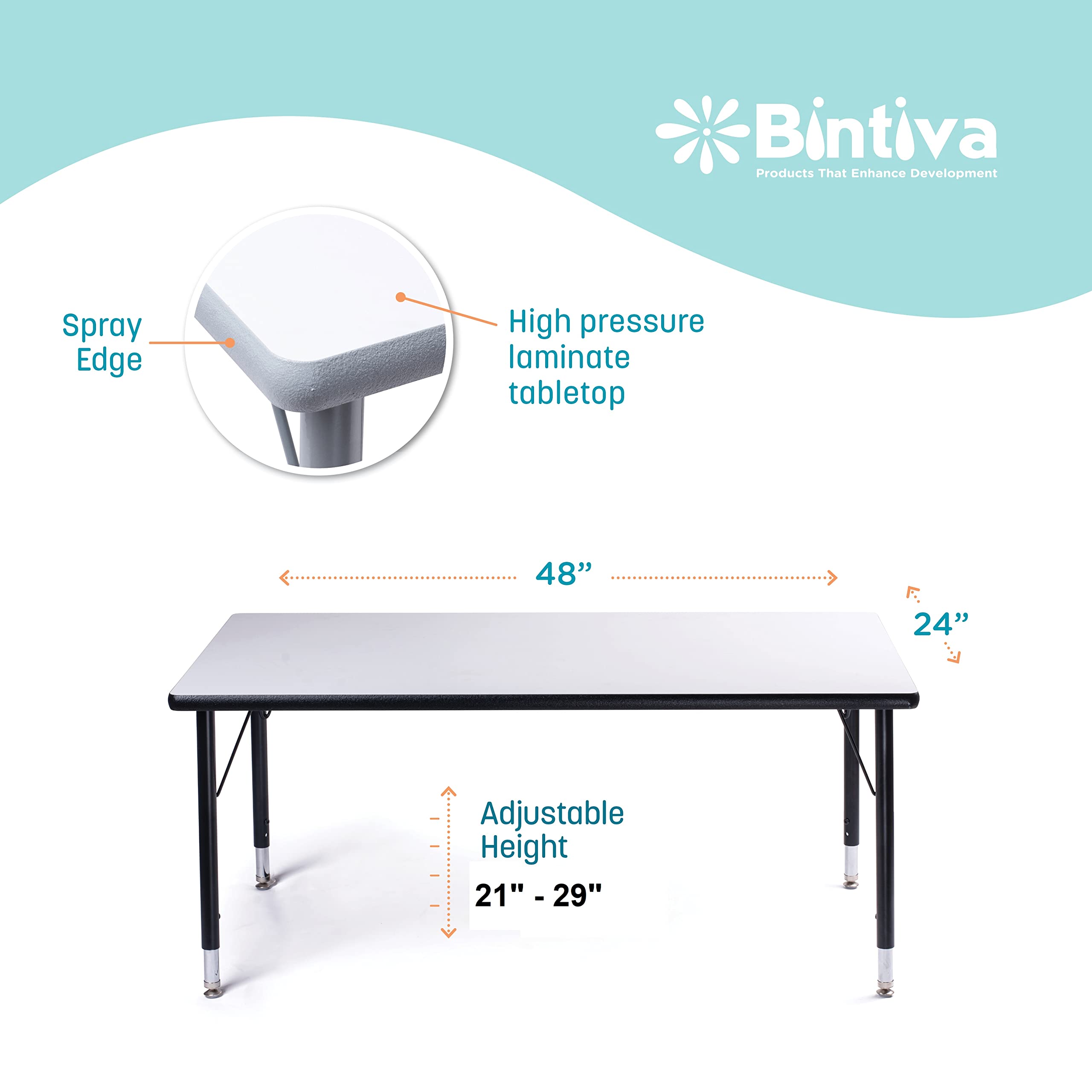 Rectangle Activity Kids Table with Adjustable Height Legs