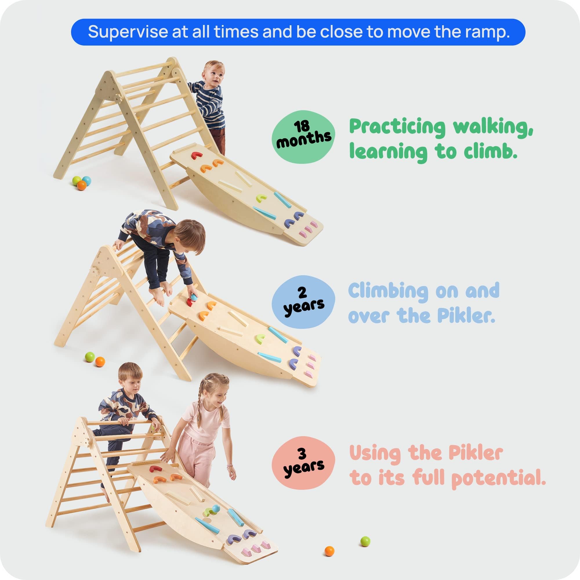 Pikler Triangle Climber with Ramp and Tent