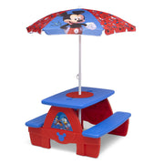 Mouse 4 Seat Activity Picnic Table with Umbrella and Lego Compatible