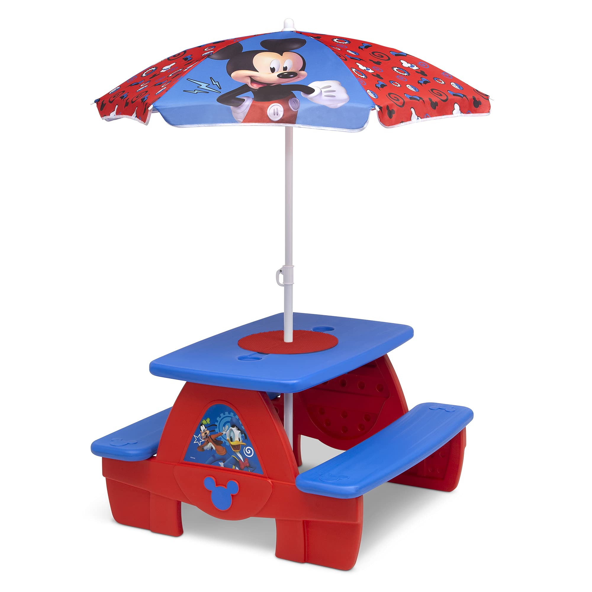 Mouse 4 Seat Activity Picnic Table with Umbrella and Lego Compatible