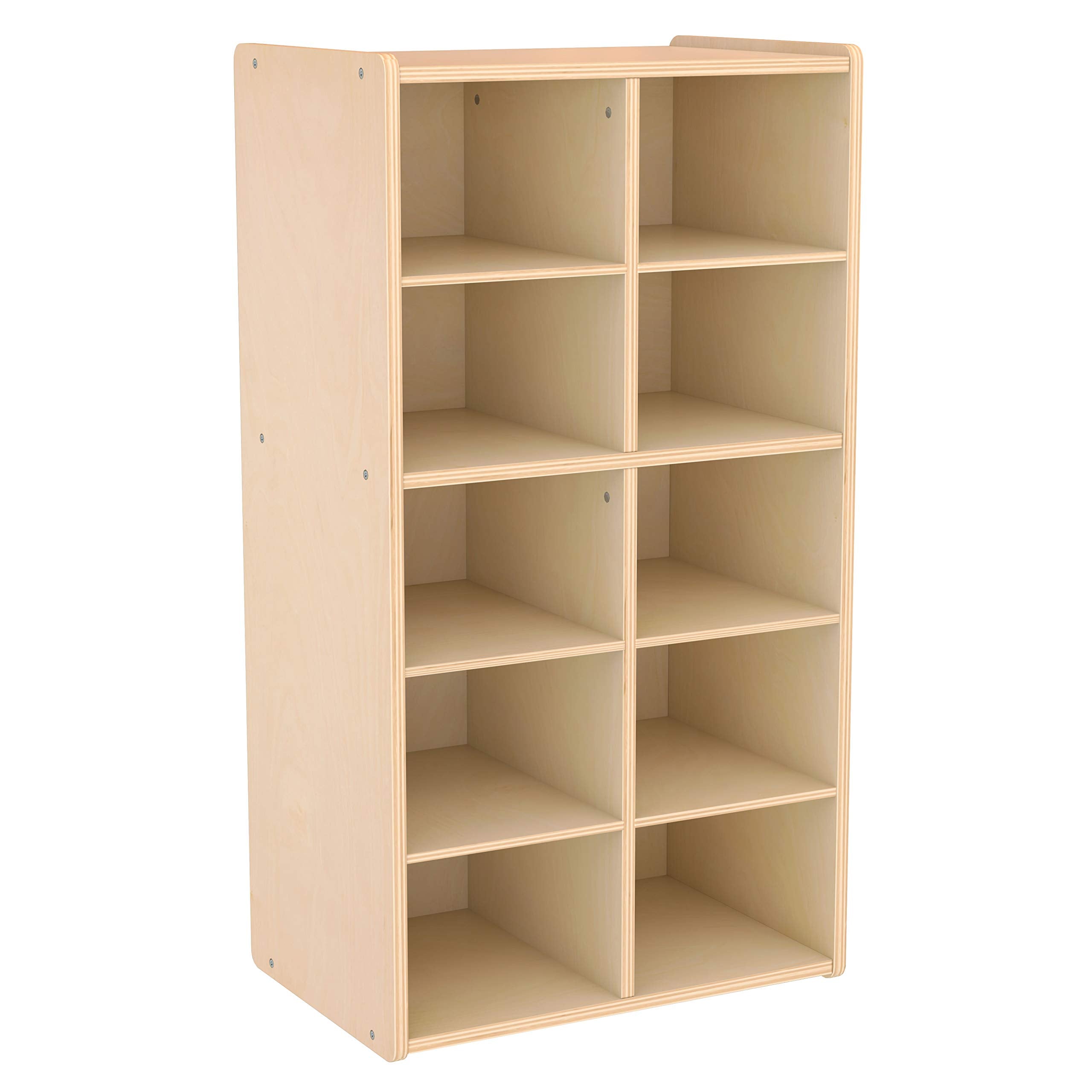 Streamline 10 Cubby Tray Storage Cabinet, 5x2, Classroom Furniture, Natural