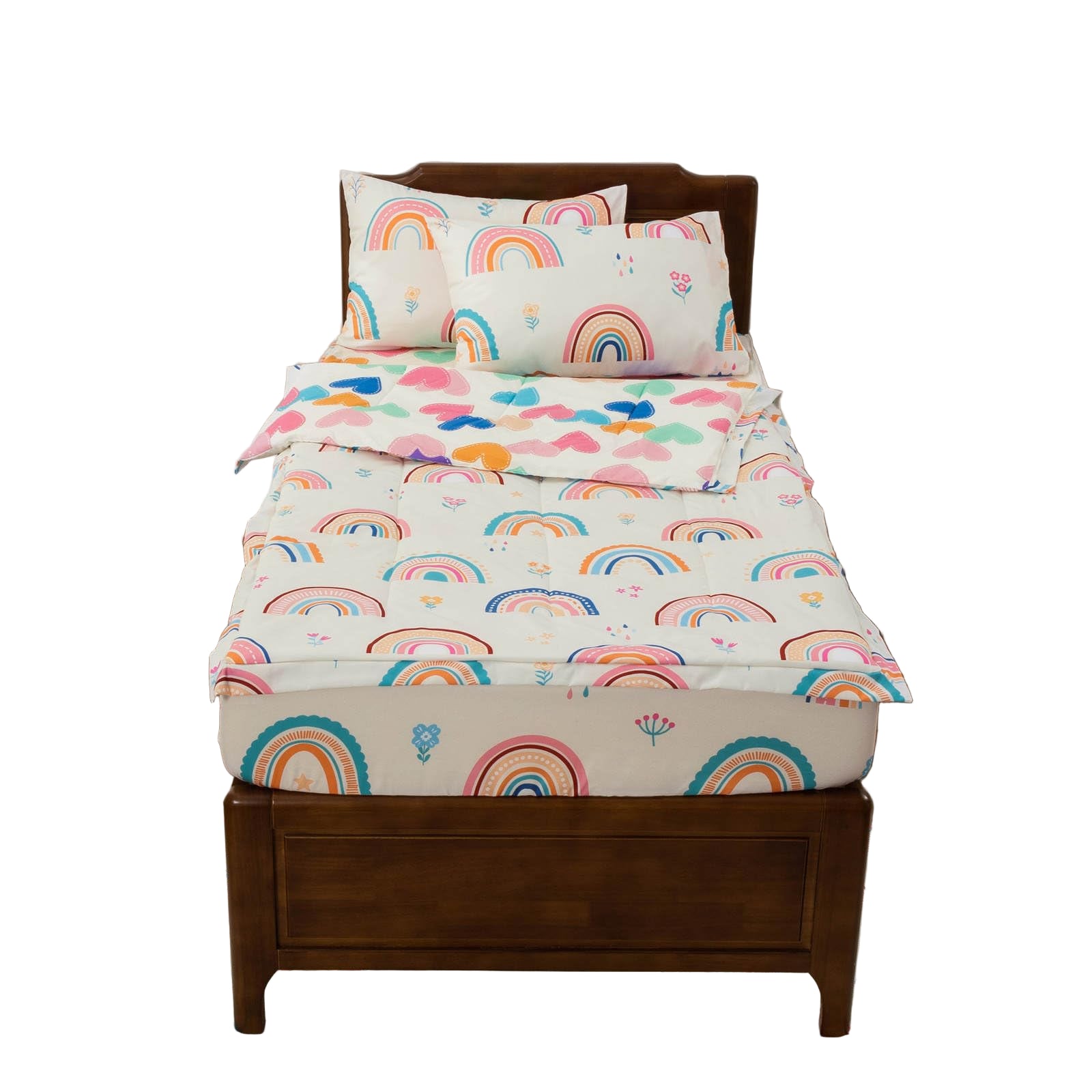 Rainbow Flowers Theme Durable Zipper Bedding for Kids Boys Girls