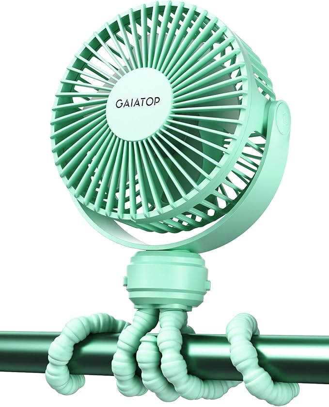 Mini Portable Stroller Fan, Battery Operated Small Clip on, Detachable 3 Speed Rechargeable