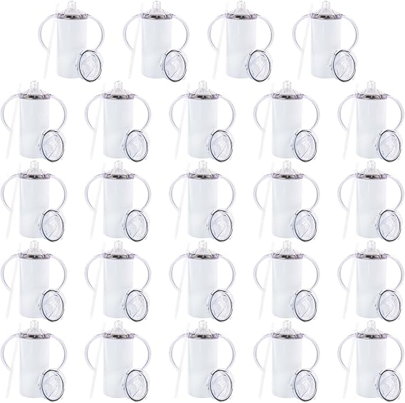 2 Pack Sublimation Blank Sippy Cup Tumblers with Handles Straight