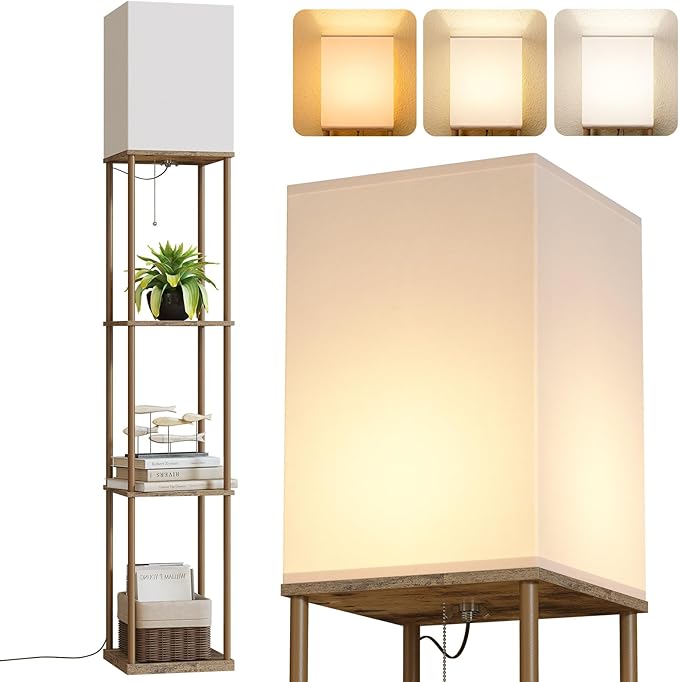 Modern Floor Lamp with Storage Shelves