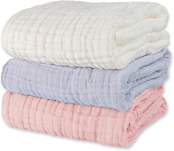Muslin Baby Bath Towels Set 3 Pack Ultra Soft and Absorbent Baby
