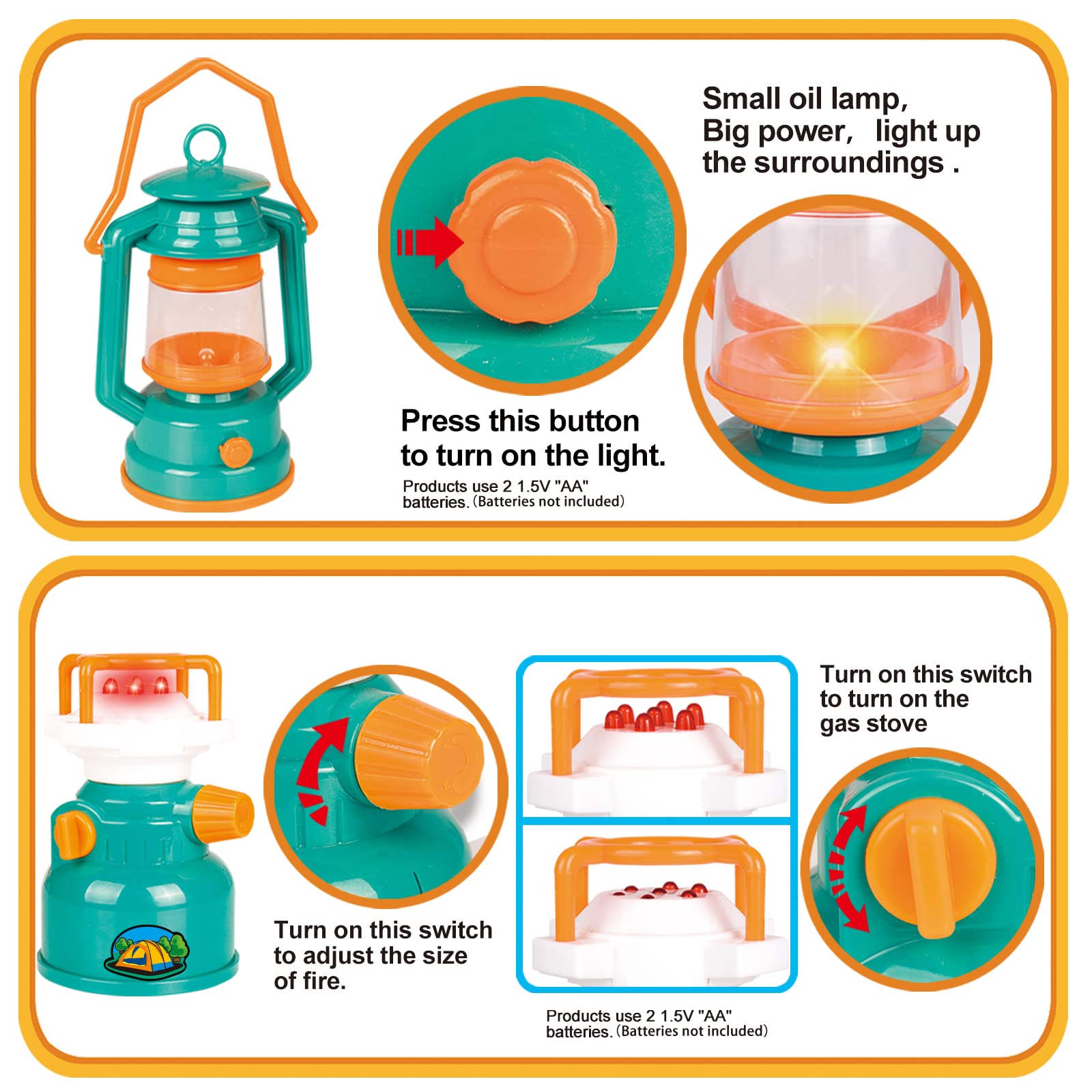 Kids Pop Up Play Tent with Camping Gear Set