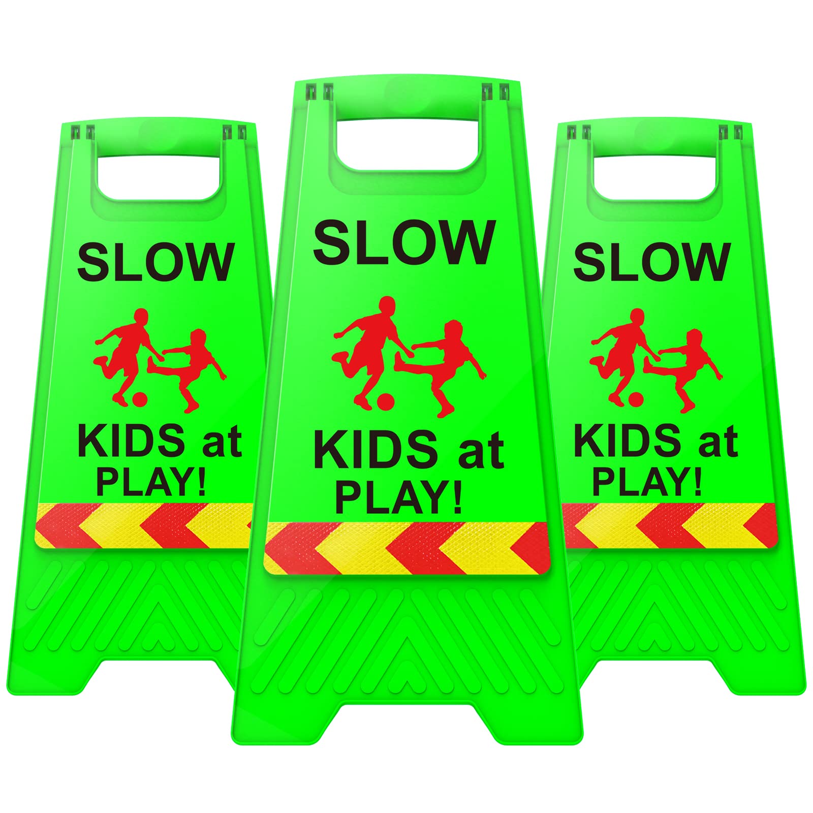 3 Pack Kids at Play Signs with Reflective Tape, Children at Play Safety Signs