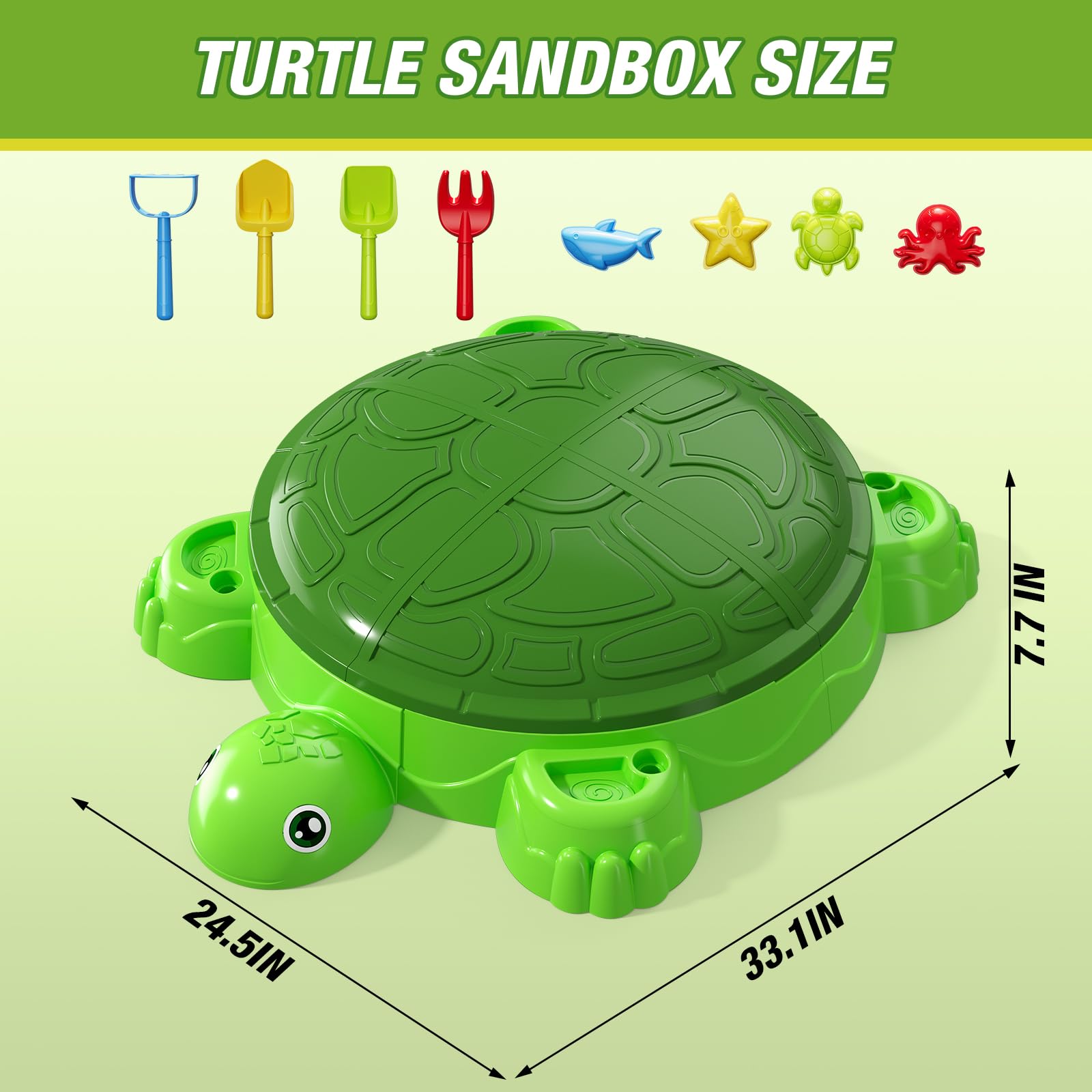 Turtle Sandbox with Lid and 8 Sand Toys