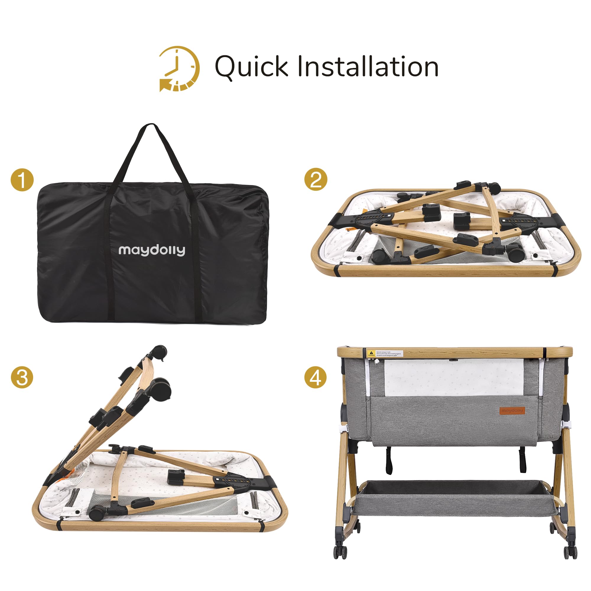 3-in-1 Baby Bassinet Bedside Sleeper with Adjustable Height