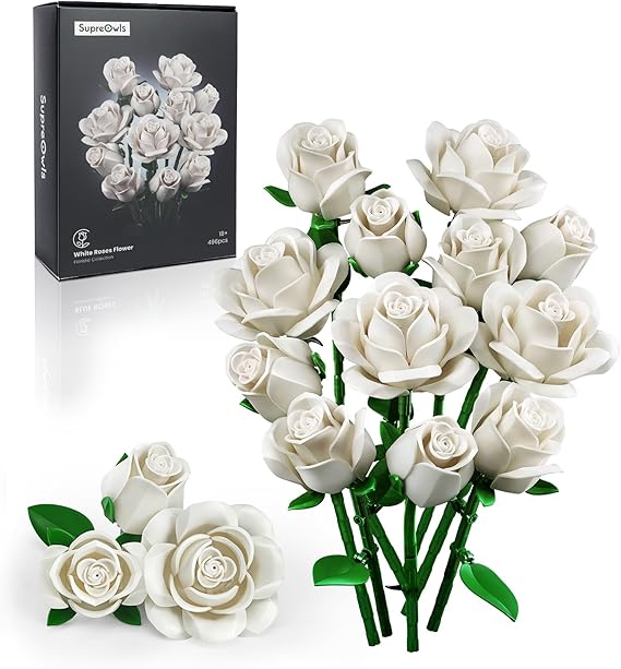 Blue Rose Bouquet Building Set, Compatible