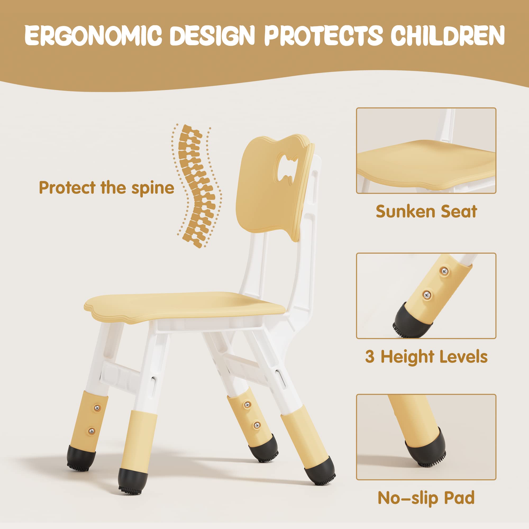 Height Adjustable Kids Table and 6 Chairs Set