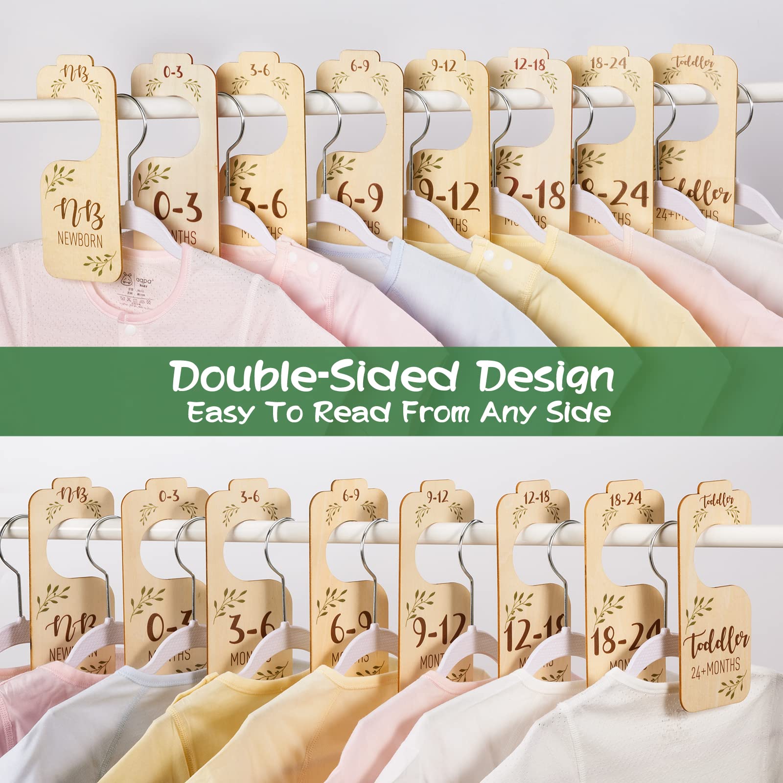 Wooden Baby Closet Dividers Set of 8 - Newborn to 24 Months