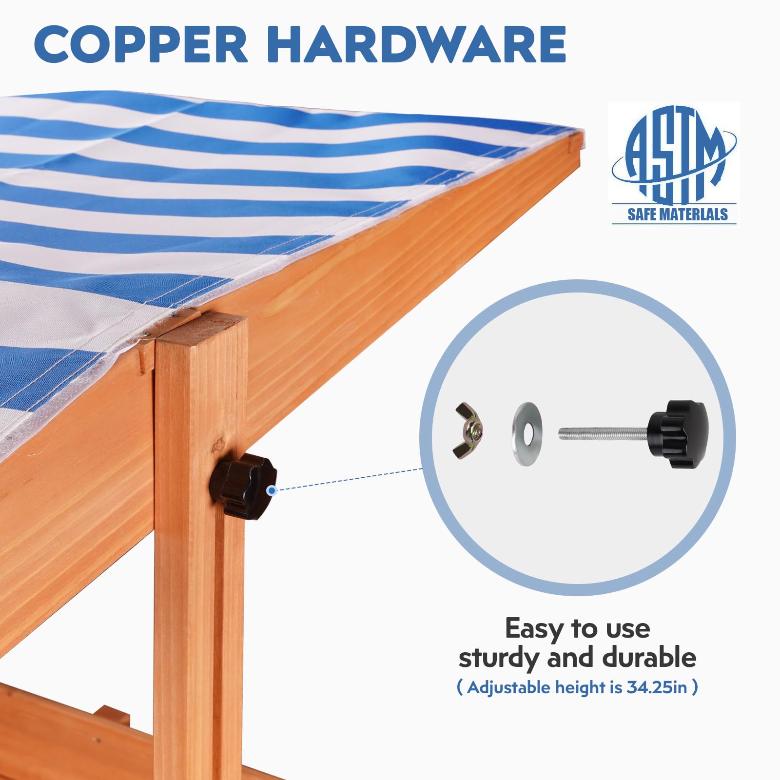 Wooden Sandbox with Canopy and Storage